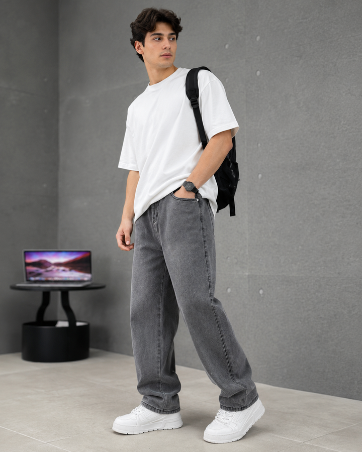 Casual Straight Leg Denim Jeans