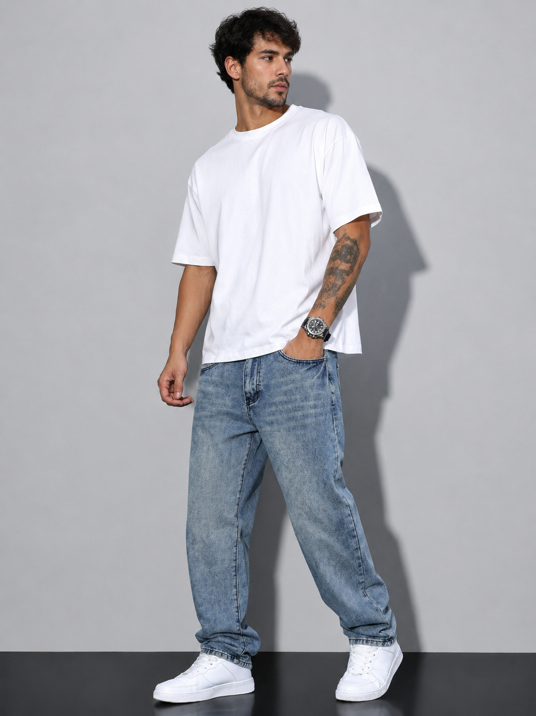 Mens Loose Fit Denim Jeans