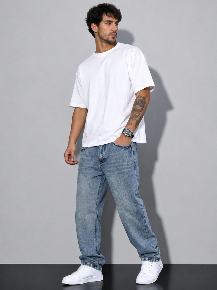 Mens Loose Fit Denim Jeans
