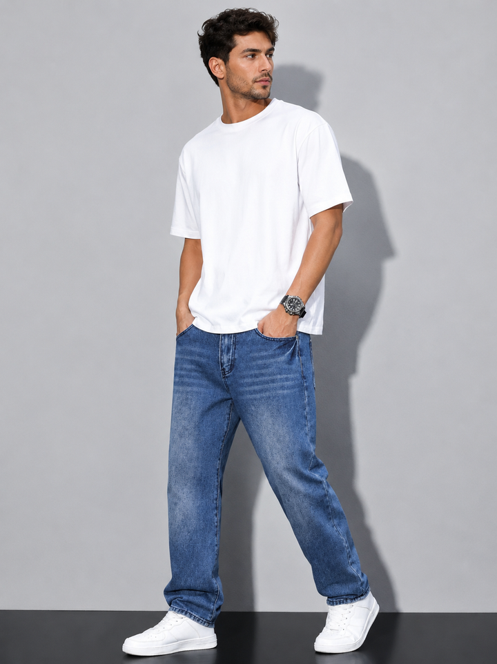 Mens Loose Fit Denim Jeans