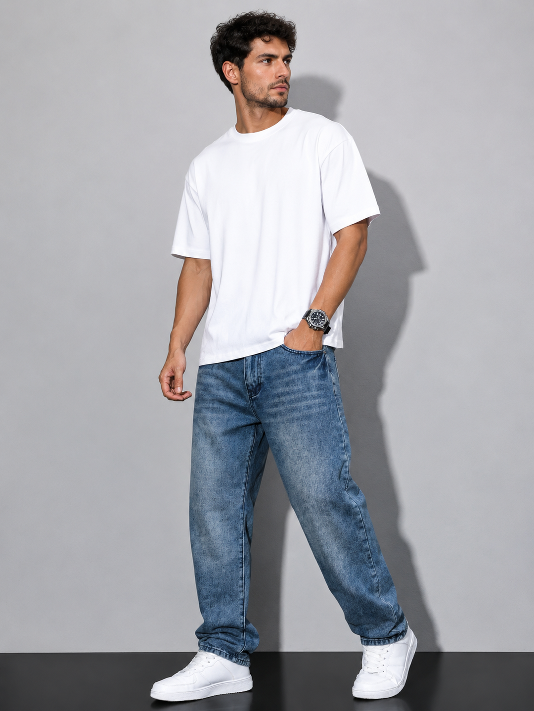 Mens Loose Fit Denim Jeans