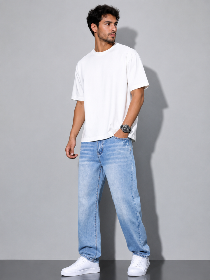 Mens Loose Fit Denim Jeans