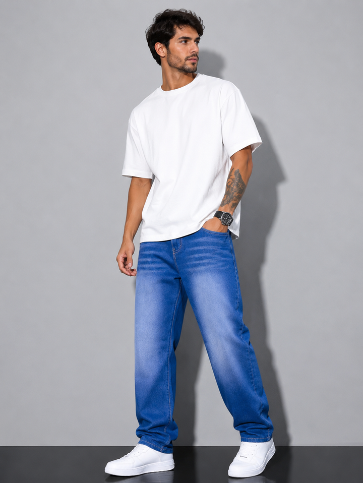 Mens Loose Fit Denim Jeans